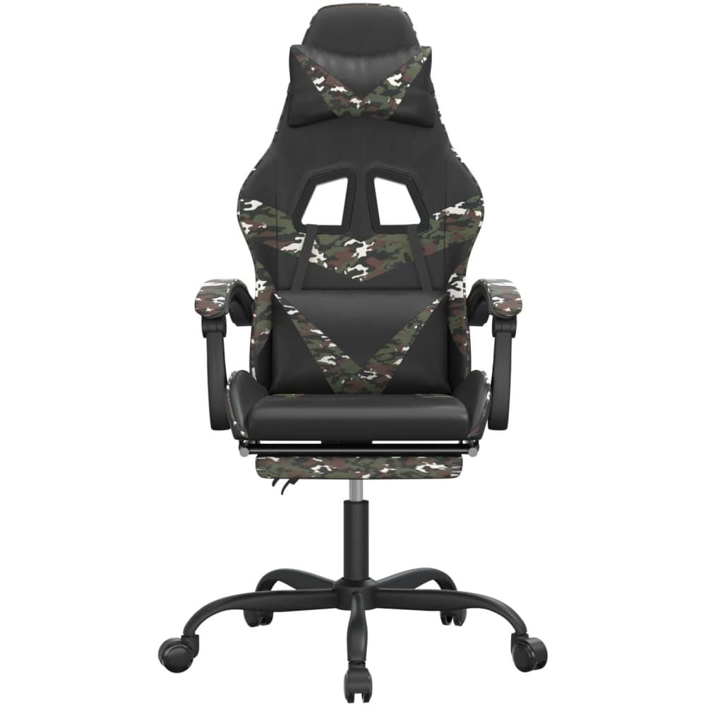 Sedia da Gaming Girevole Poggiapiedi Nero e Mimetico Similpelle - Foto 2