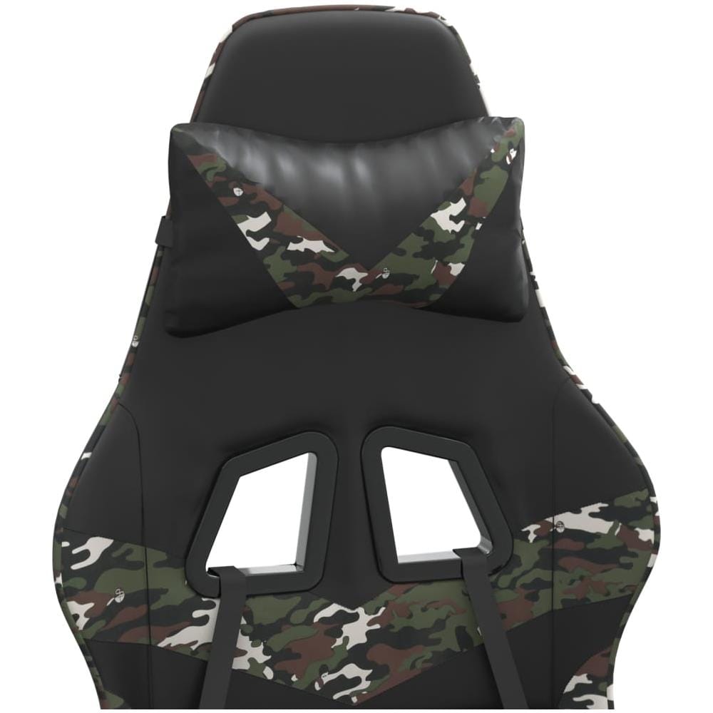Sedia da Gaming Girevole Poggiapiedi Nero e Mimetico Similpelle - Foto 8