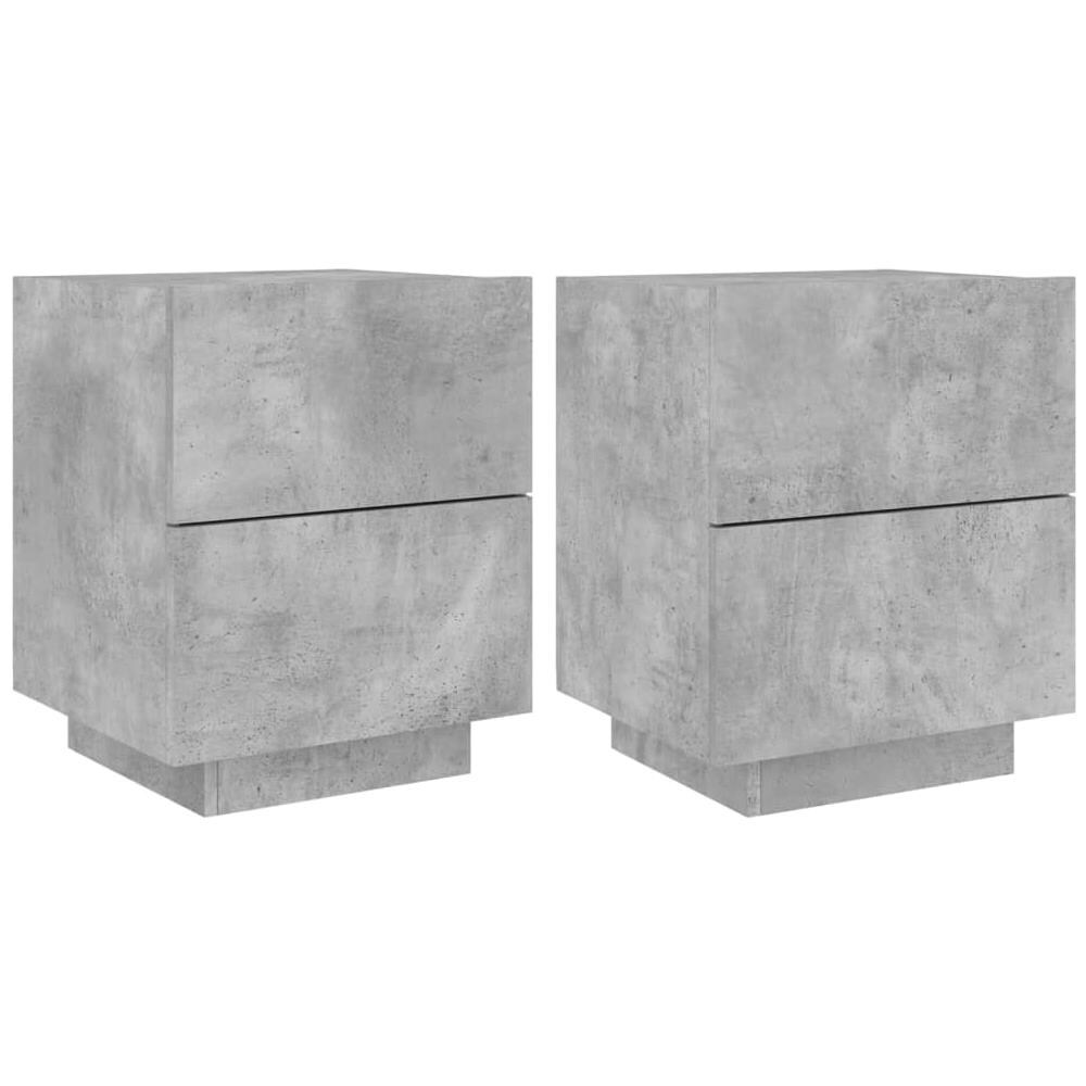 Comodini Con Luci Led 2pz Grigio Cemento In Legno Multistrato - Foto 2