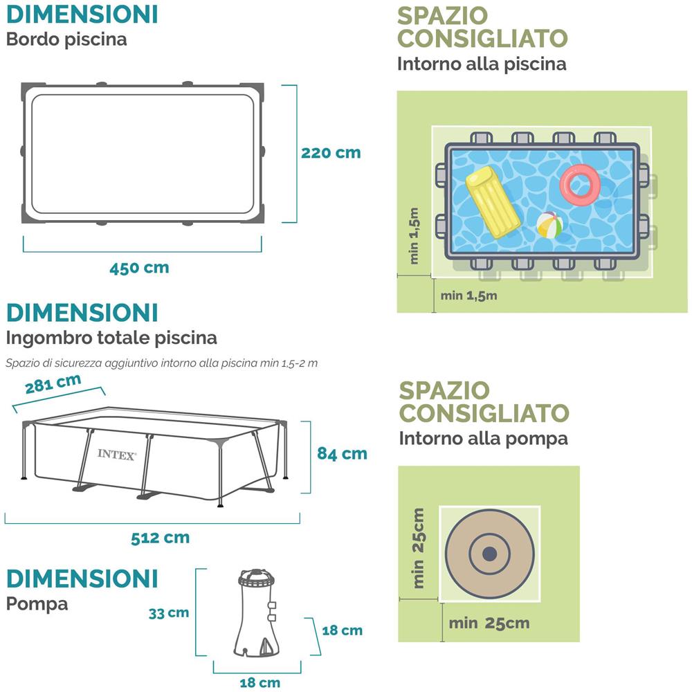 28274NP - Piscina Small Frame Rettangolare Con Pompa Filtro 450x220x84 cm - Foto 6
