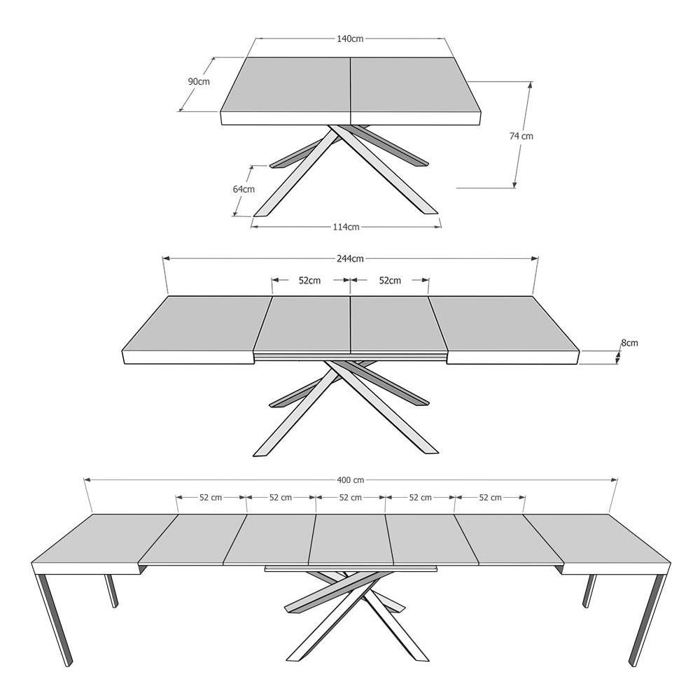 Tavolo allungabile 90x140/400 cm Karida cashmere gambe antracite - Foto 5