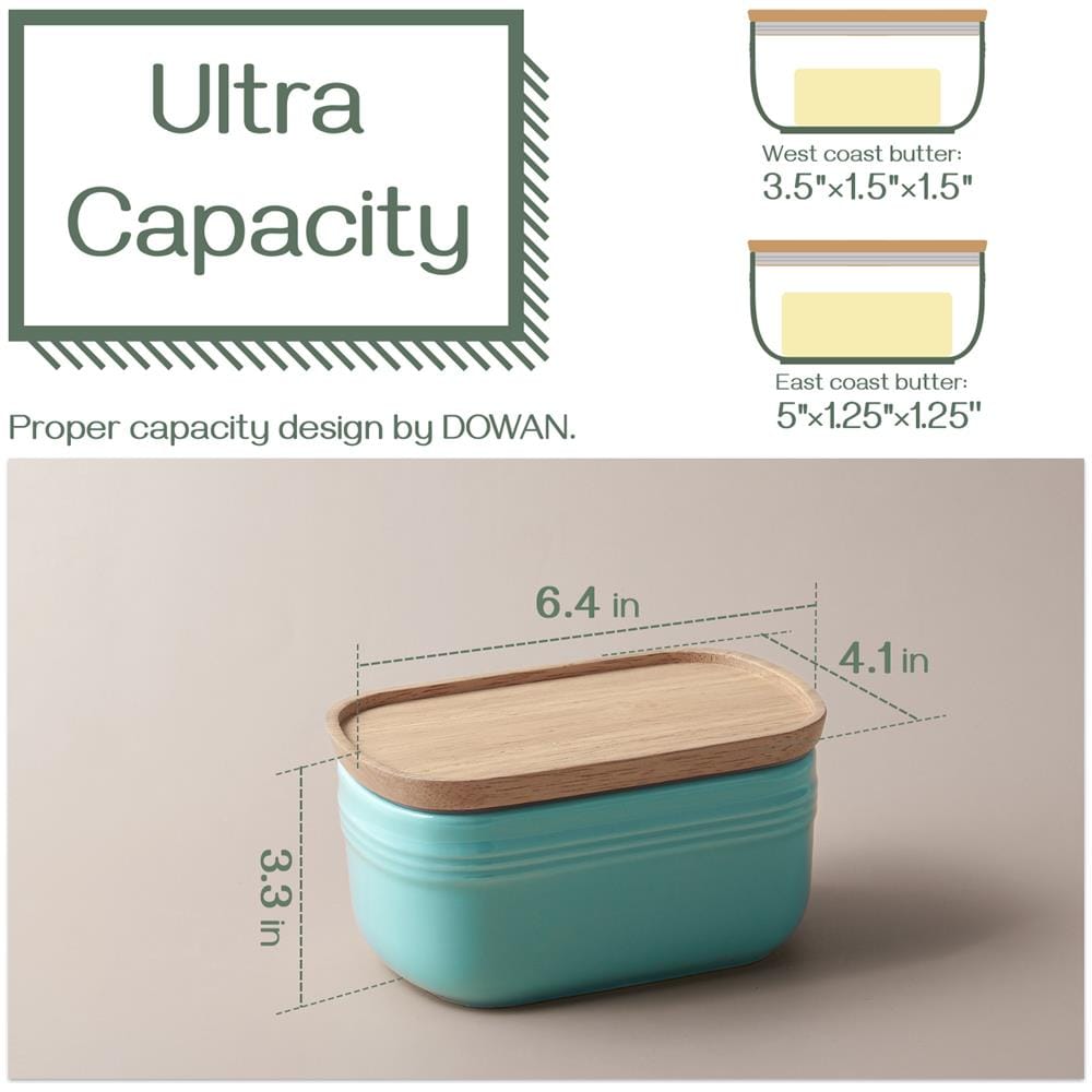 Portaburro Grande Ceramica 6.5"" con Coperchio, Contiene 3 Bastoncini, Silicone Ermetico, Bianco - Foto 2