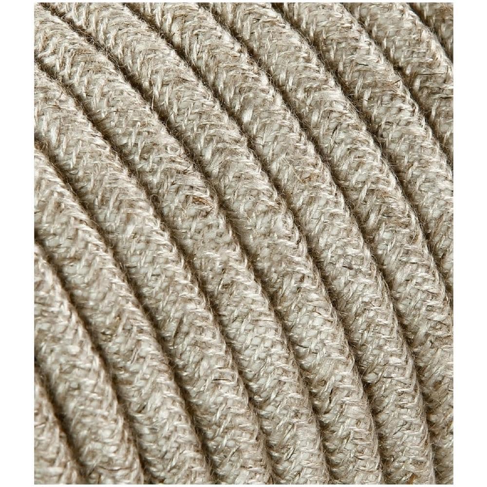 Cavo Elettrico Tondo Rivestito In Tessuto Colorato Filato Grezzo Canvas Beige 10 Metri 2x0,75 Rotondo Per Lampadari, Lampade, Abat Jour, Design. Made In Italy! - Foto 1