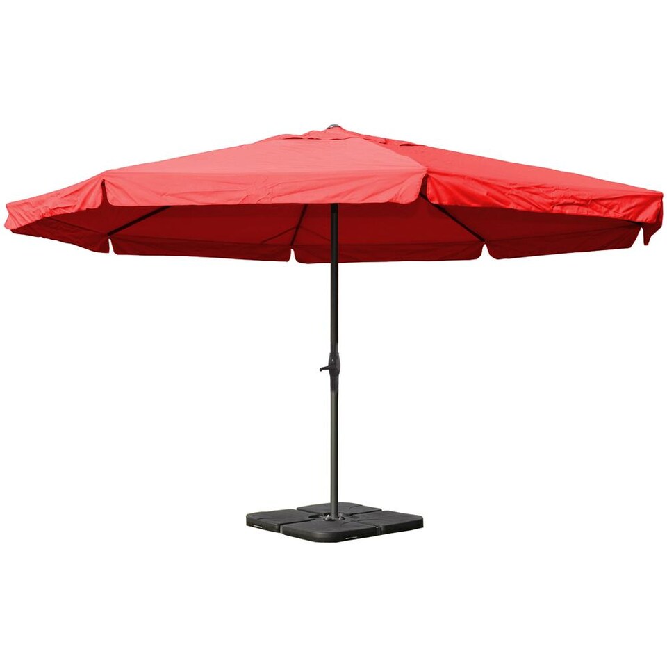 Ombrellone Gigante Merano II ø 500cm In Rosso – Con Base Modulare Inclusa, Ideale Per Spiaggia, Giardino E Mercati