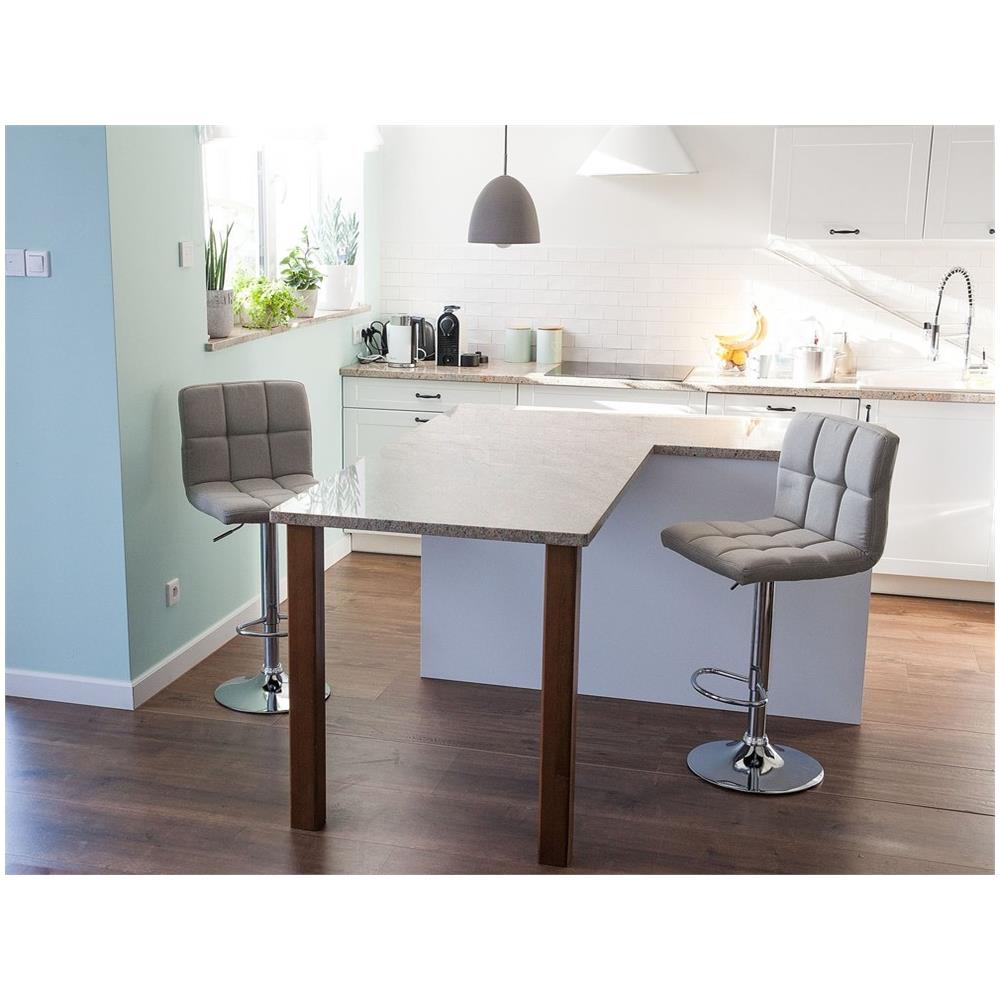 Set Di 2 Sgabelli Da Bar In Tessuto Beige Marion - Foto 2