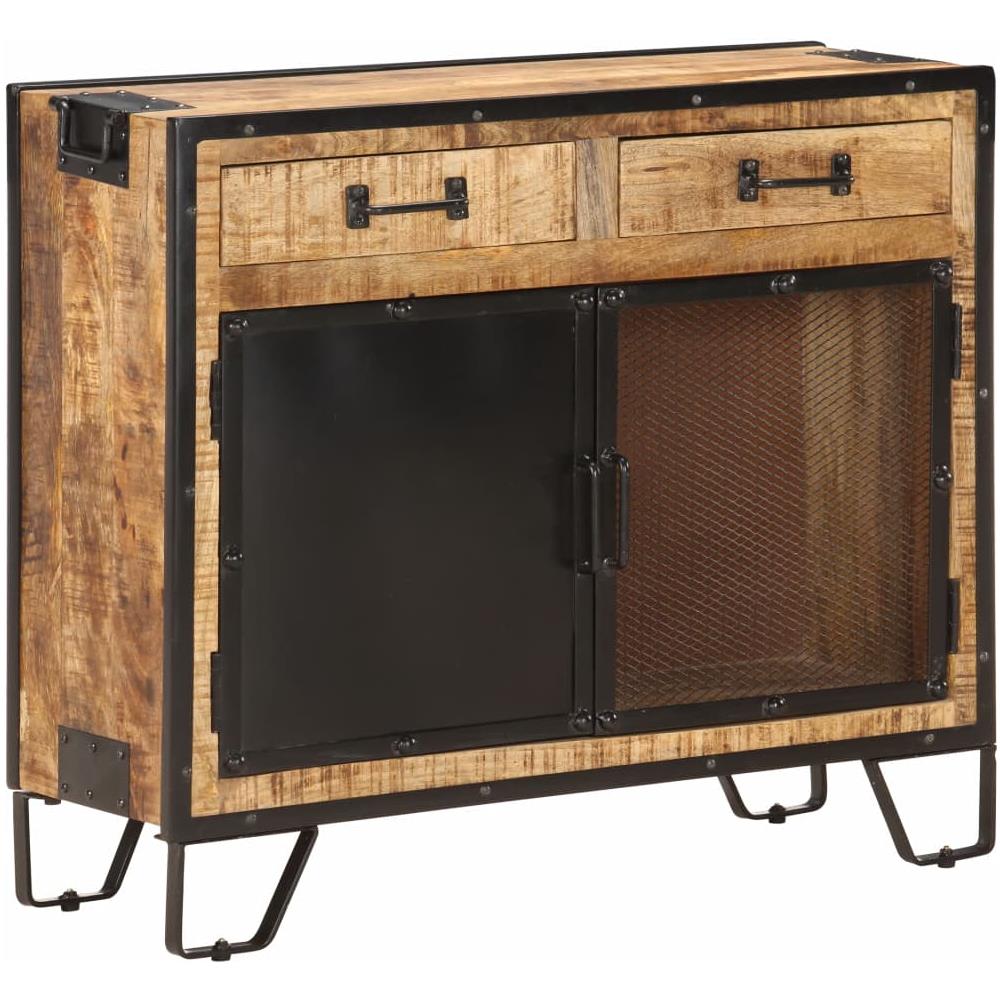 Credenza 80x31x71 Cm In Legno Massello Di Mango Grezzo - Foto 1