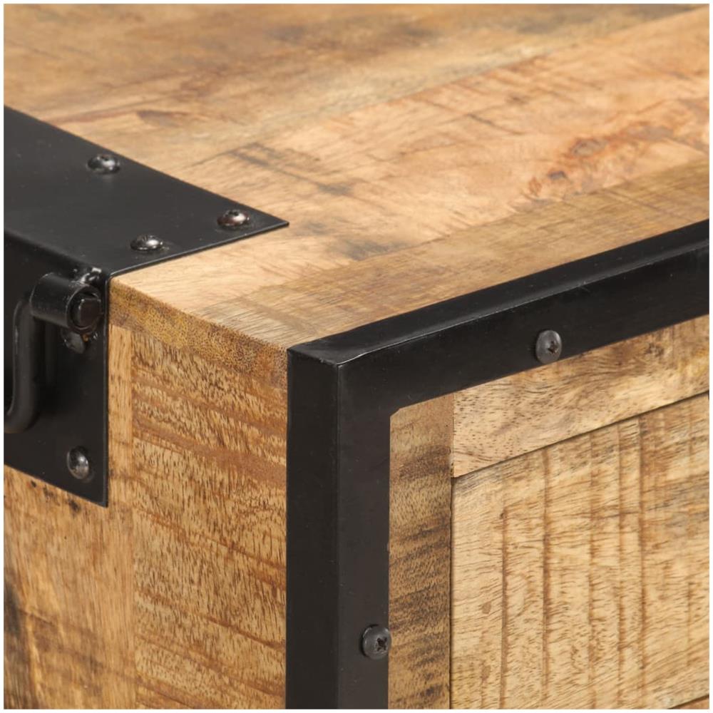 Credenza 80x31x71 Cm In Legno Massello Di Mango Grezzo - Foto 2