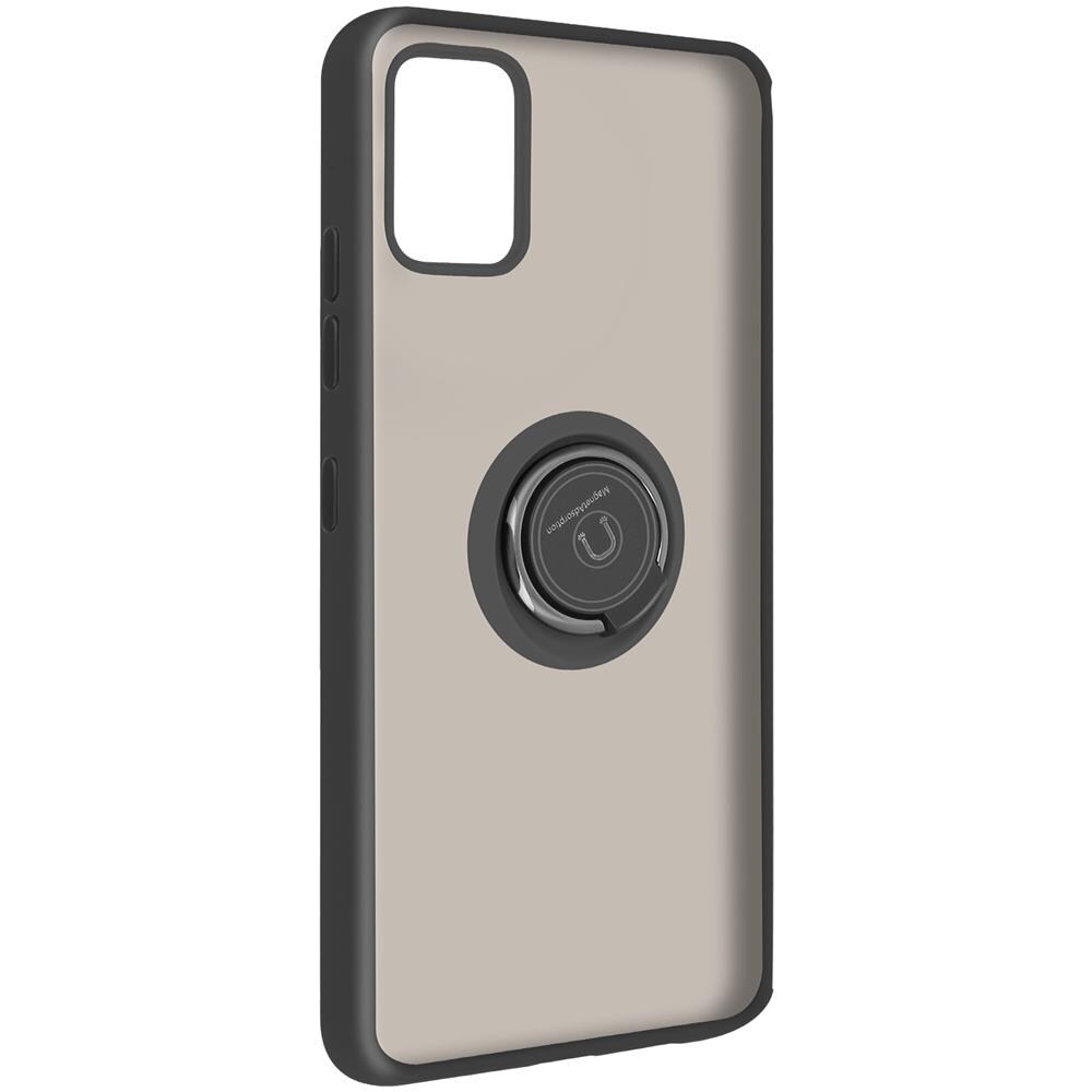 Cover Samsung Galaxy A51 Bimateriale Anello In Metallo Funzione Supporto Nero - Foto 5