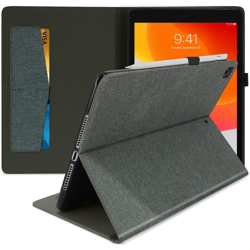 Cover Porta Carte Ipad 9 2021 Ipad 8 2020 Ipad 7 2019 Tessuto Grigio - Foto 5