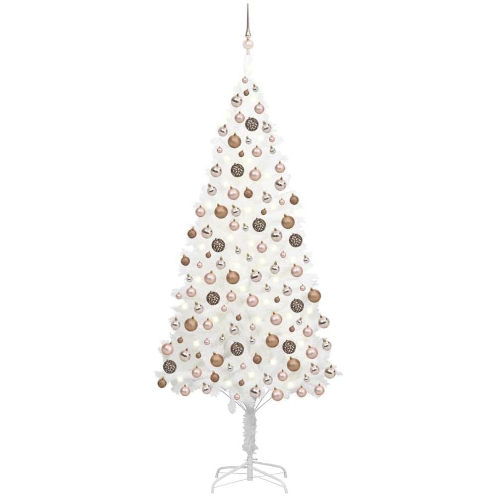 Set Albero Natale Artificiale con LED e Palline Bianco 240 cm - Foto 1