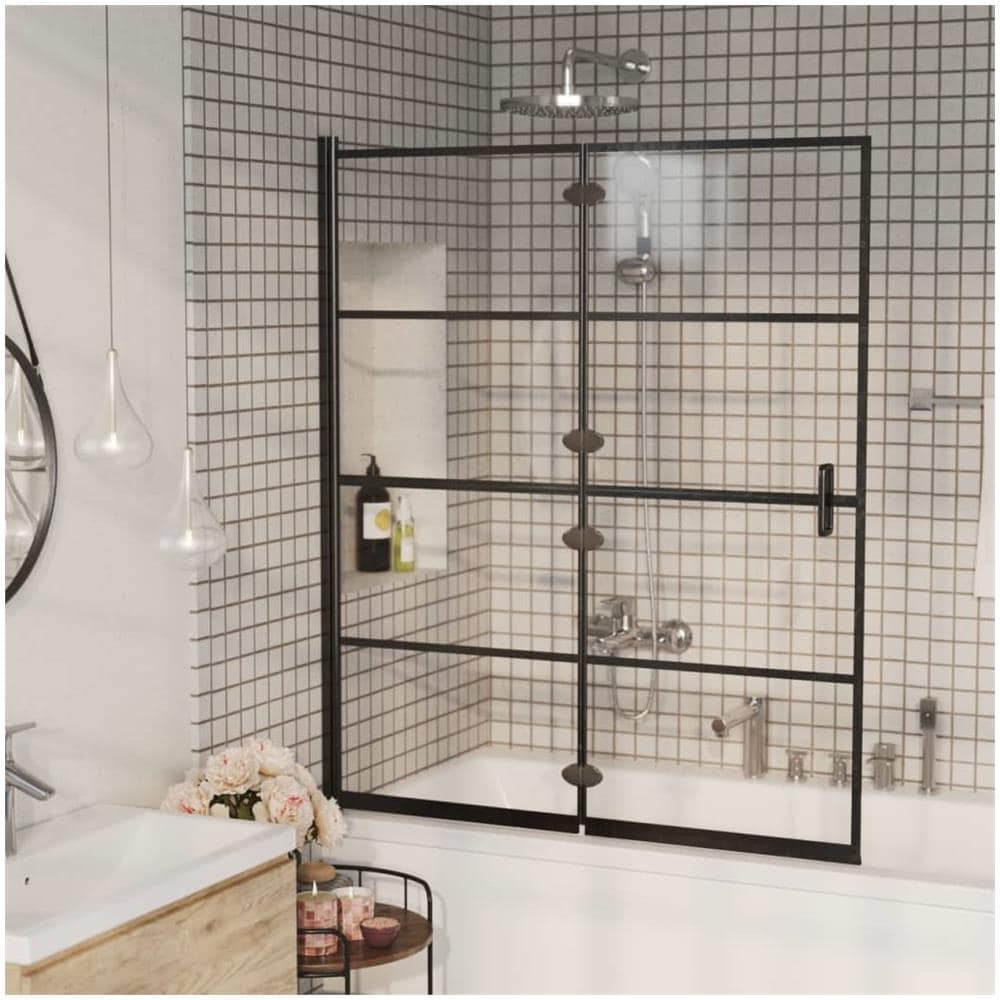 Pannello Doccia Pieghevole In Esg 120x140 Cm Nero - Foto 3