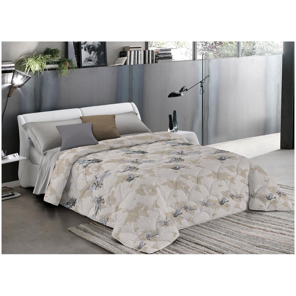 Trapuntino Piumino Estivo Linea Pensieri Delicati Disegno Aerei Colore Beige Singolo Beige - Foto 1