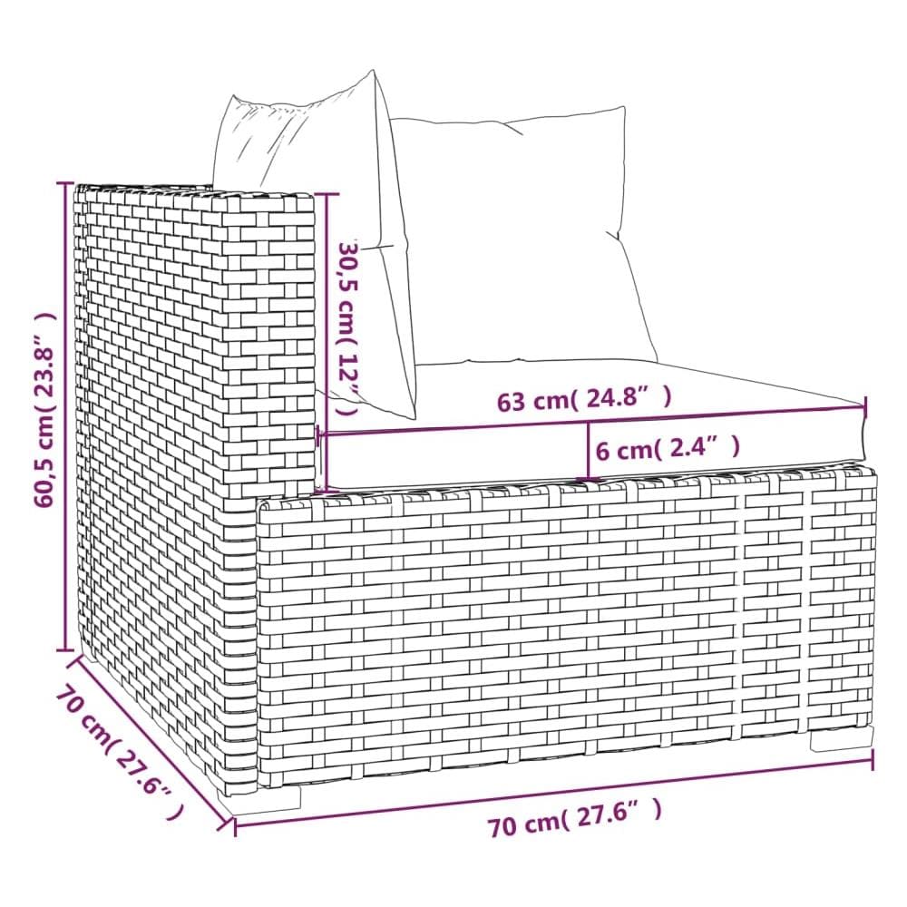 Set Divani Da Giardino 7 Pz Con Cuscini In Polyrattan Marrone - Foto 6