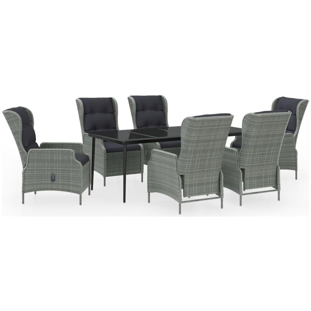 Set Mobili Da Pranzo Per Giardino 7 Pz Grigio Chiaro - Foto 1