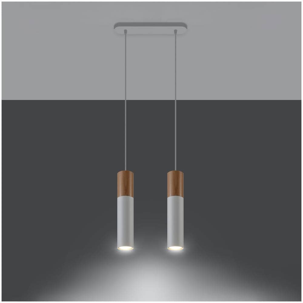 Lampada A Sospensione In Legno Pablo 2 Sollux Bianco 900x60x300 Mm Metallo - Foto 11