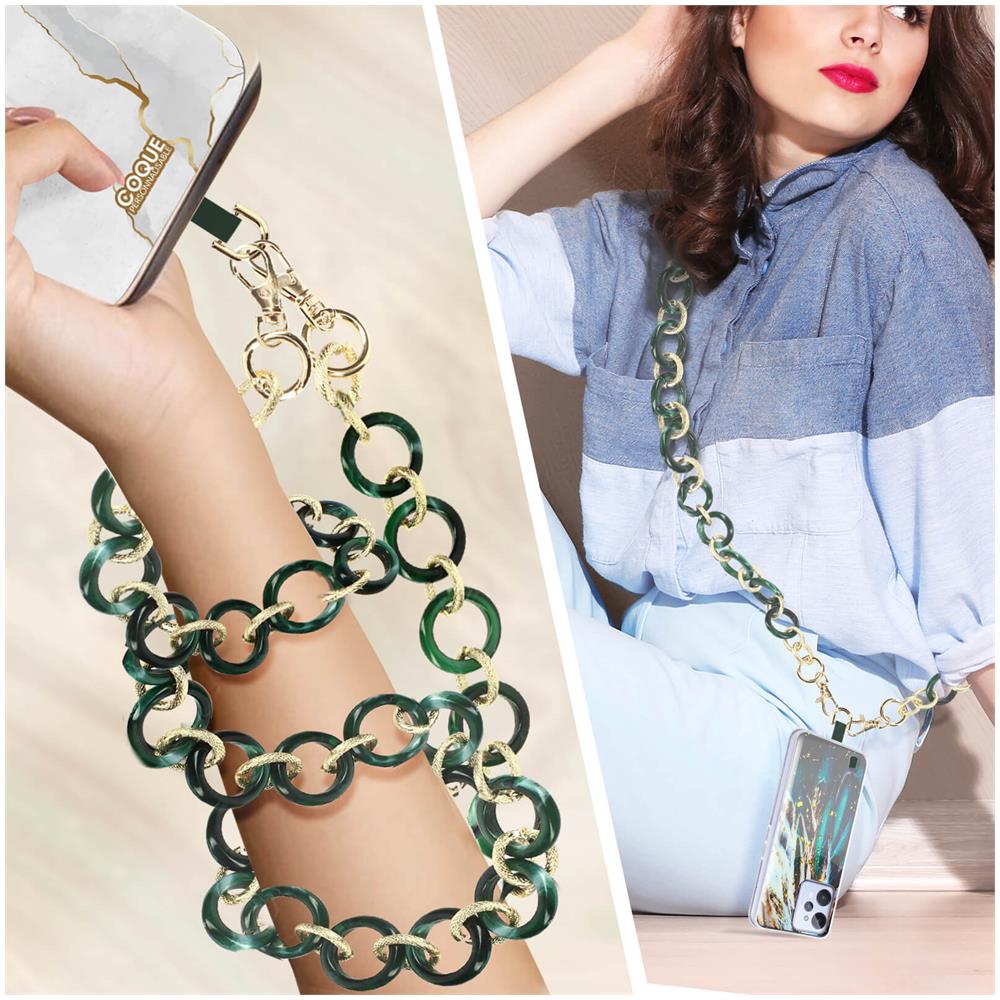 Gioiello Smartphone Catena A Maglie Larghe 120 Cm Moxie Serie Athena Verde E Oro - Foto 2