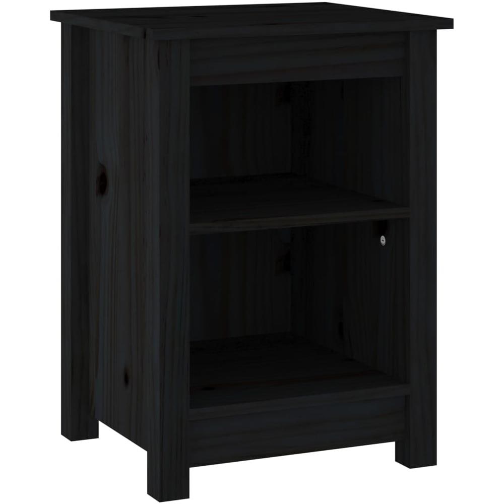 Comodino Nero 40x35x55 Cm In Legno Massello Di Pino - Foto 1
