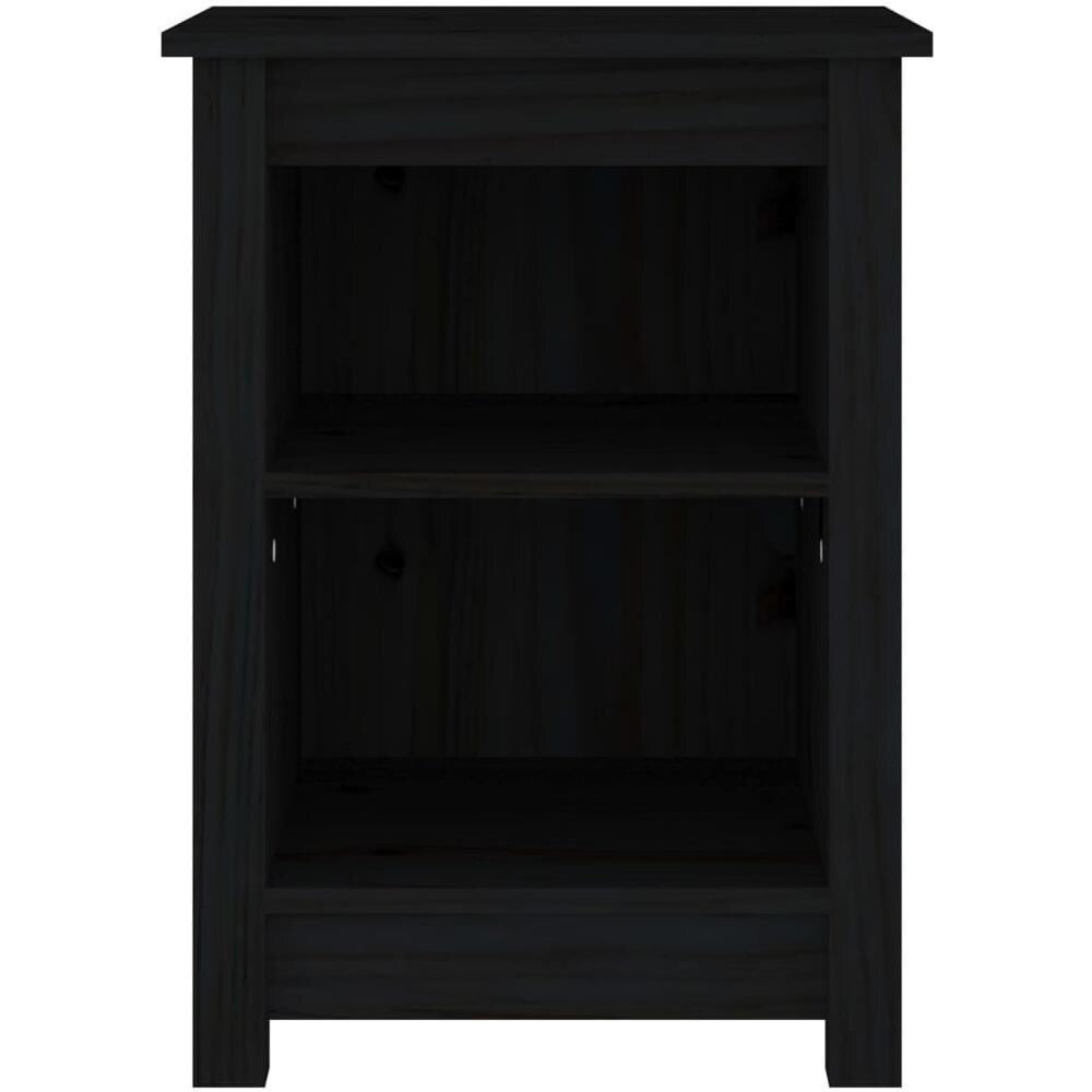 Comodino Nero 40x35x55 Cm In Legno Massello Di Pino - Foto 2