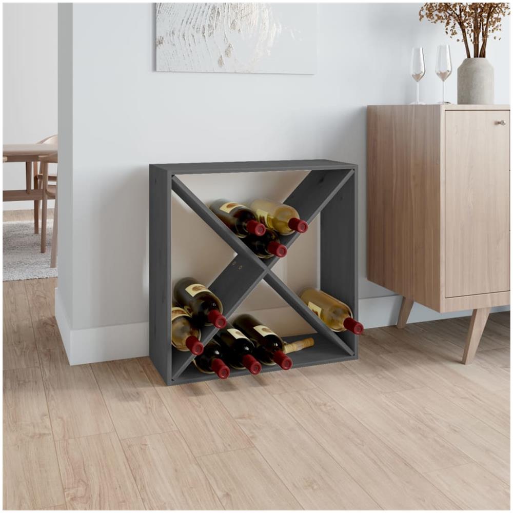 Portabottiglie Grigio 62x25x62 Cm In Legno Massello Di Pino - Foto 1