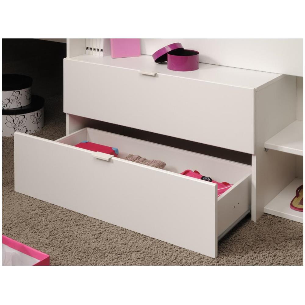 Letto Singolo Con Scrivania Integrata E Vani Portaoggetti Inclusi 90 X 200 Cm Bianco E Naturale - Gisele - Foto 2