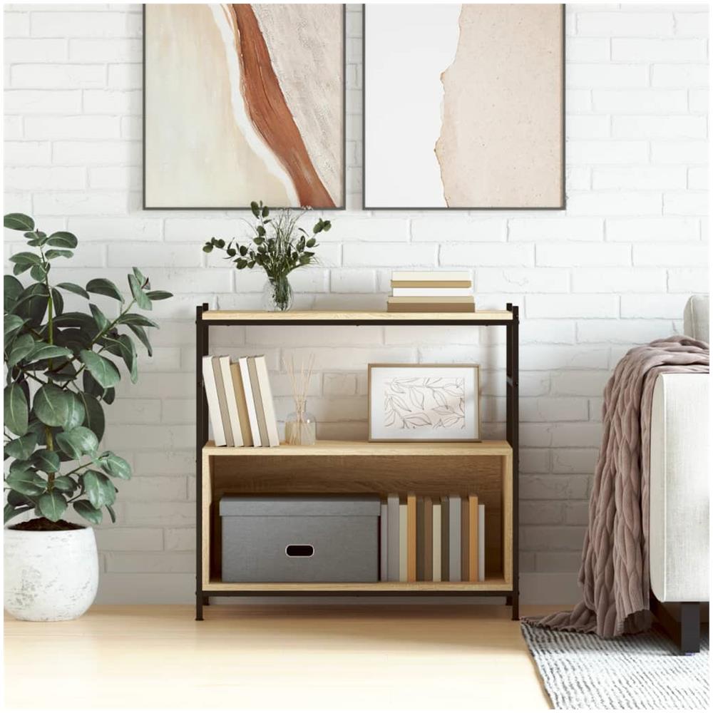 Libreria Rovere Sonoma 80x30x78,5 Cm Legno Multistrato E Ferro - Foto 1