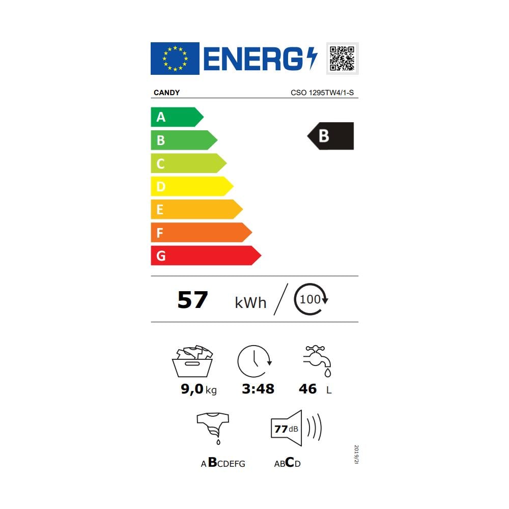 Lavatrice Libera Installazione CSO 1295TW4/1-S Smart Pro Mix Power System 9 Kg Classe B Centrifuga 1200 giri - Foto 3