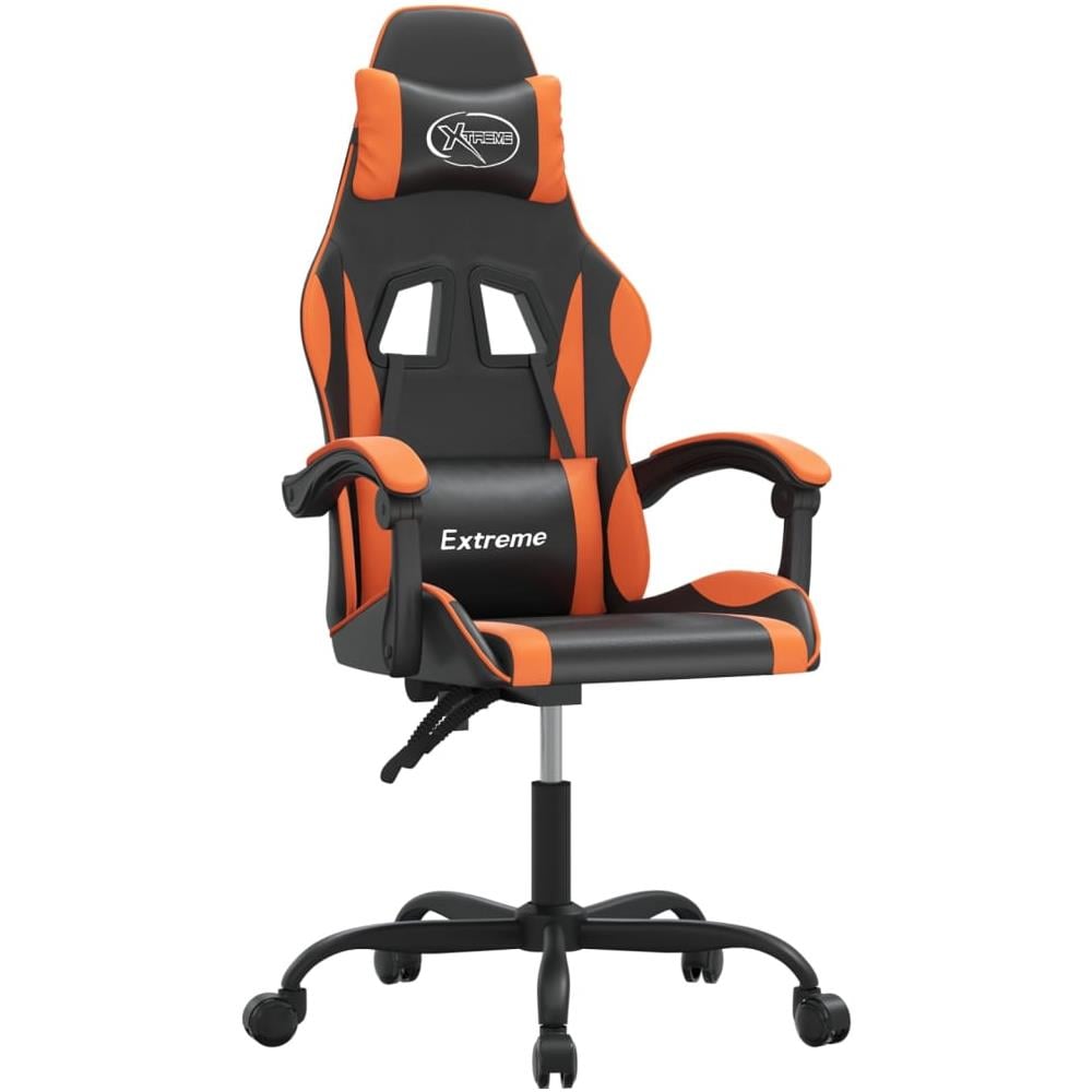 Sedia da Gaming Girevole Nero e Arancione in Similpelle - Foto 1