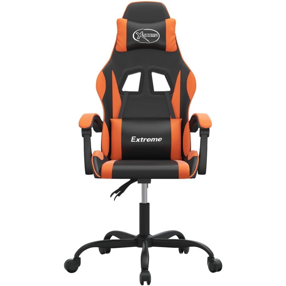 Sedia da Gaming Girevole Nero e Arancione in Similpelle - Foto 2