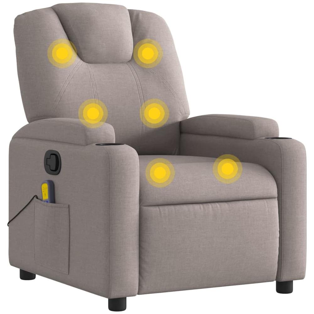 Poltrona Massaggiante Reclinabile Tortora In Tessuto - Foto 1