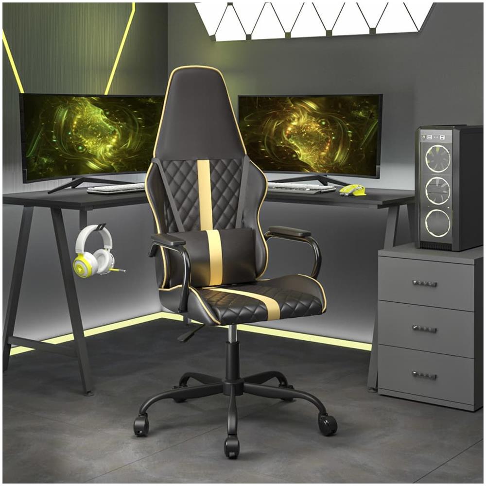 Sedia Da Gaming Nera E Oro In Similpelle - Foto 1