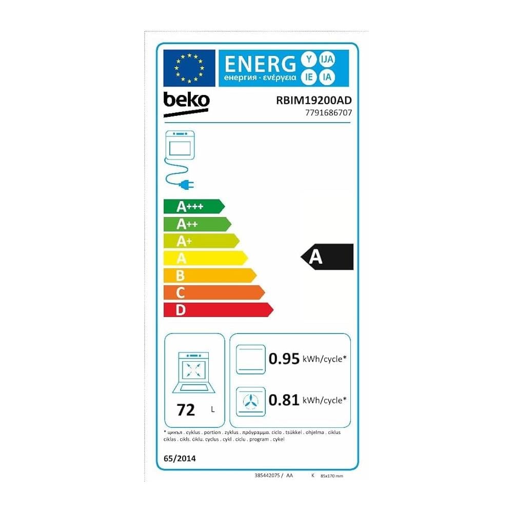 Forno Elettrico da Incasso b300 RBIM19200AD Capacità 72 L Termoventilato Potenza 2600 W Colore Antracite - Foto 3