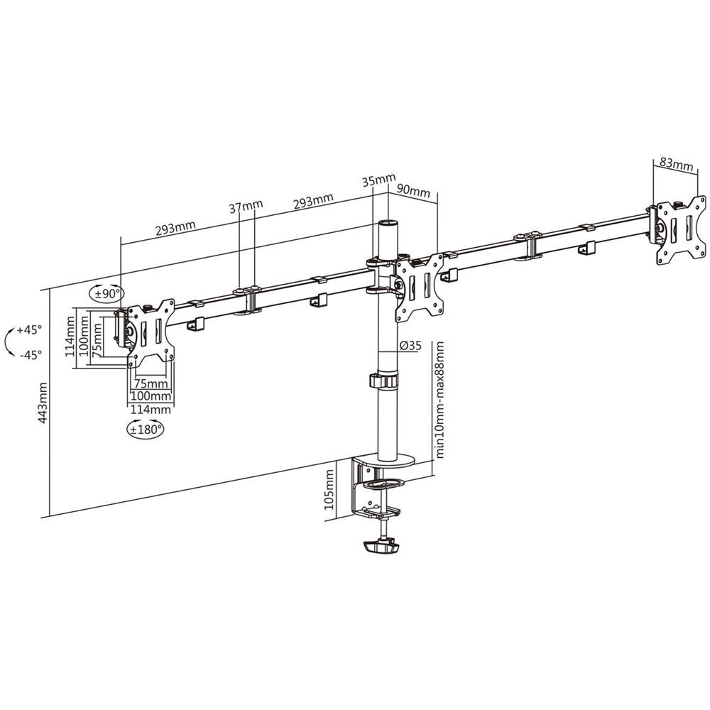 DT27TSR-061 supporto da tavolo per Tv a schermo piatto 68,6 cm (27") Nero Scrivania - Foto 6