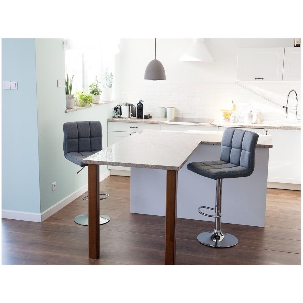 Set Di 2 Sgabelli Da Bar In Tessuto Grigio Marion - Foto 2