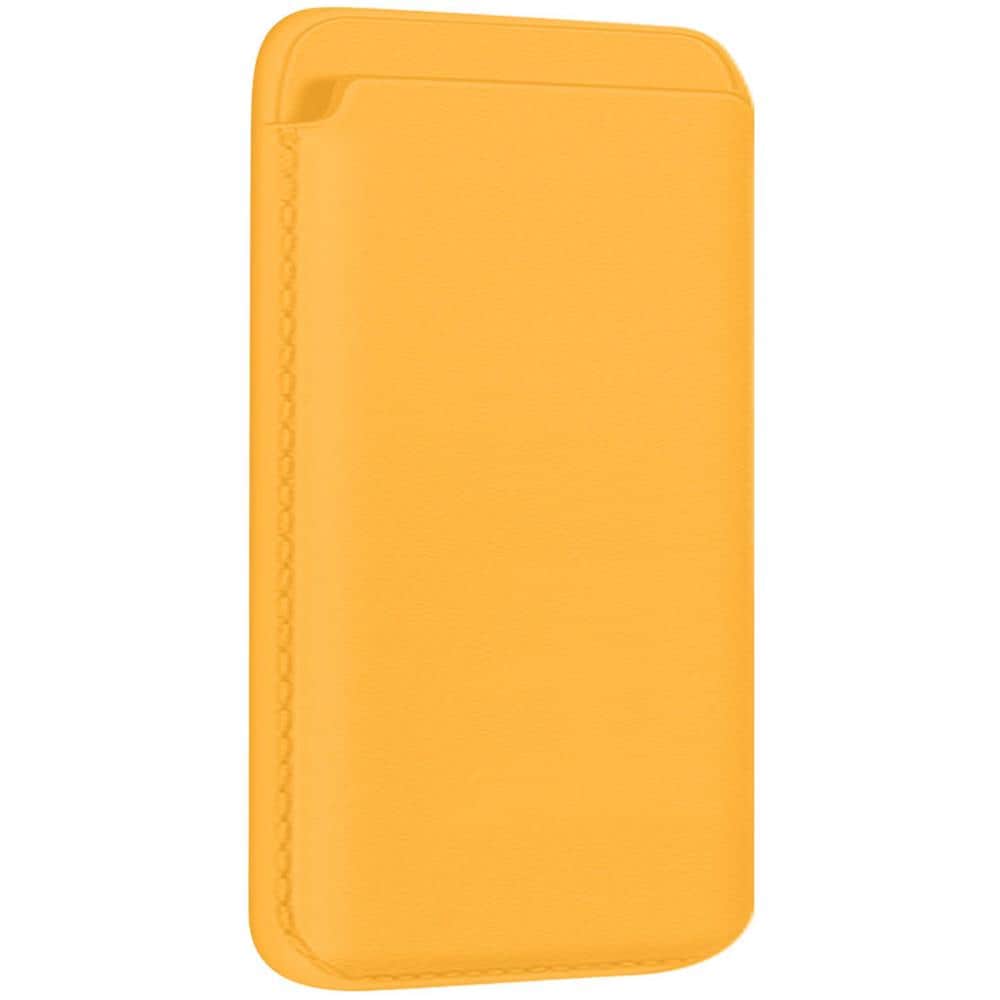 Portacarte Magsafe Iphone 12 Rivestimento In Cuoio Fissaggio Magnetico Giallo - Foto 2