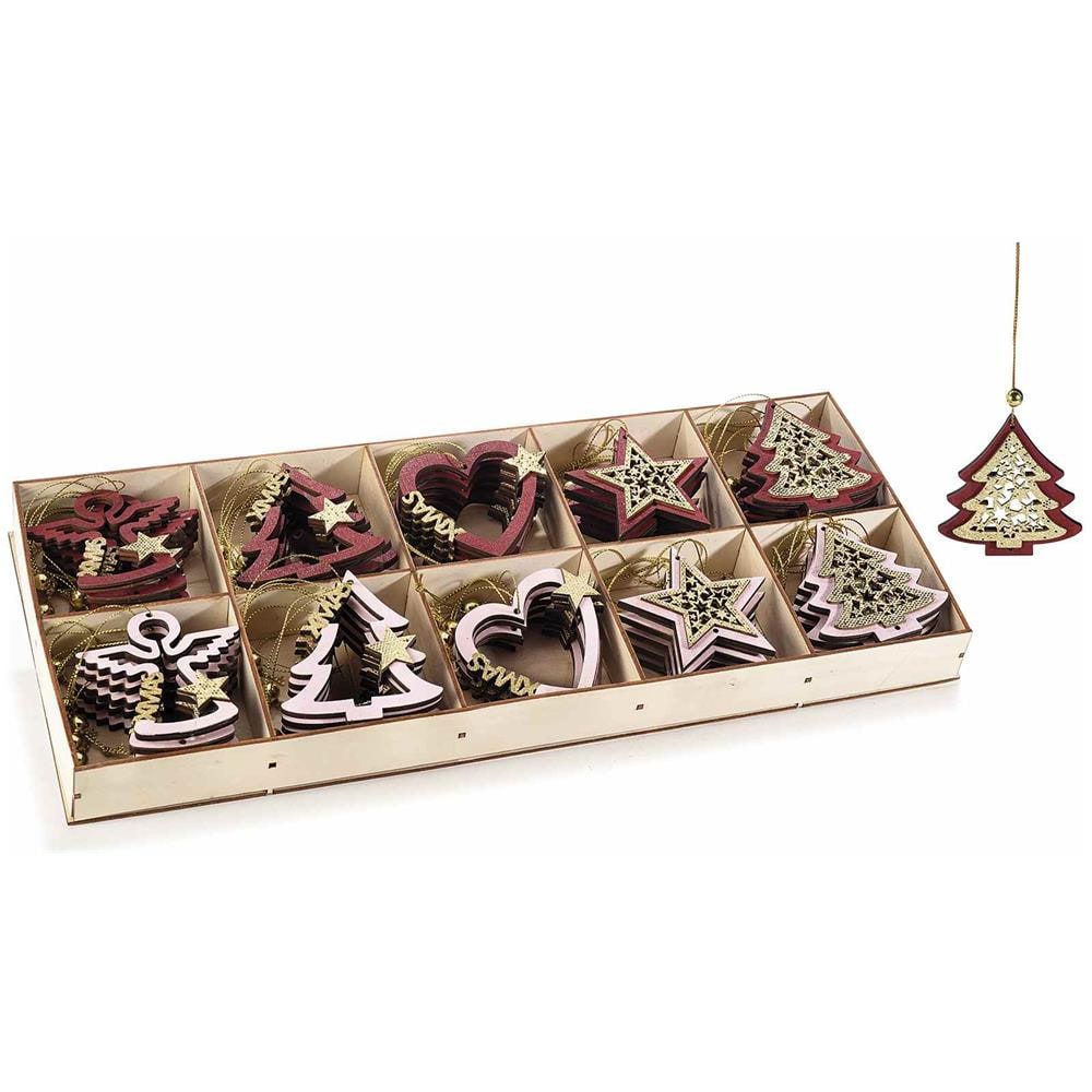 Set Da 40 Decorazioni Natalizie Da Appendere In Legno Addobbi Per Albero Con Figure Natalizie Assortite Addobbi Natalizi Da Appendere - Foto 1