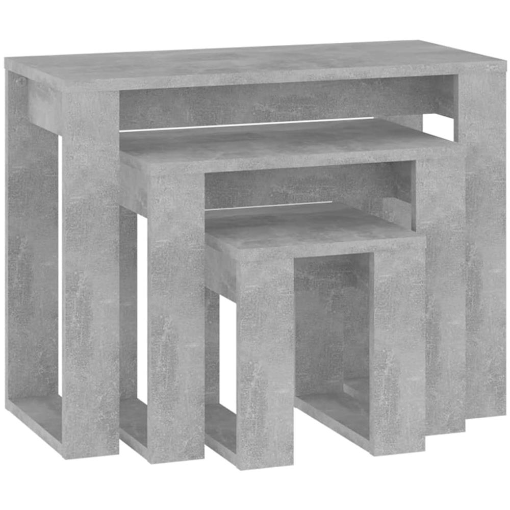 Tavolini Impilabili 3 pz Grigio Cemento in Legno Multistrato - Foto 2