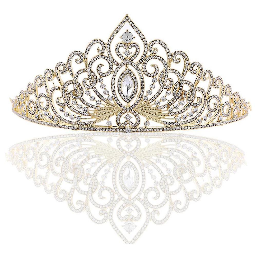 Corona Stella Con Strass Beaupretty – Diadema Da Sposa In Lega Dorata, Gioiello Per Donne E Ragazze