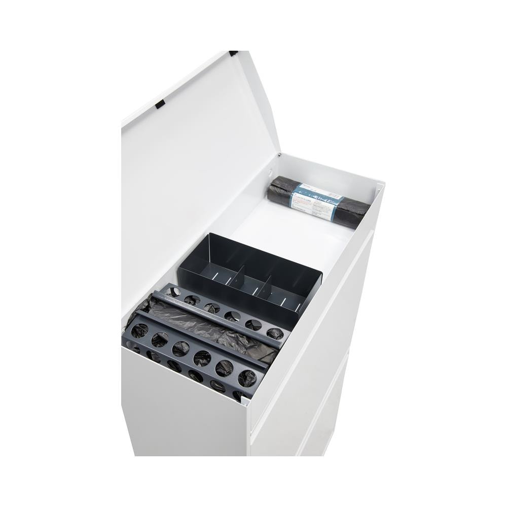Top Cr621-b Pattumiera Per Raccolta Differenziata Con Ripiano Superiore Multiuso, 4 Secchi, Mobile D'acciaio Per Differenziata, 4 X 17 L (68 L), Bianco - Foto 2