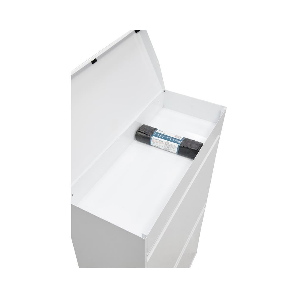 Top Cr621-b Pattumiera Per Raccolta Differenziata Con Ripiano Superiore Multiuso, 4 Secchi, Mobile D'acciaio Per Differenziata, 4 X 17 L (68 L), Bianco - Foto 3