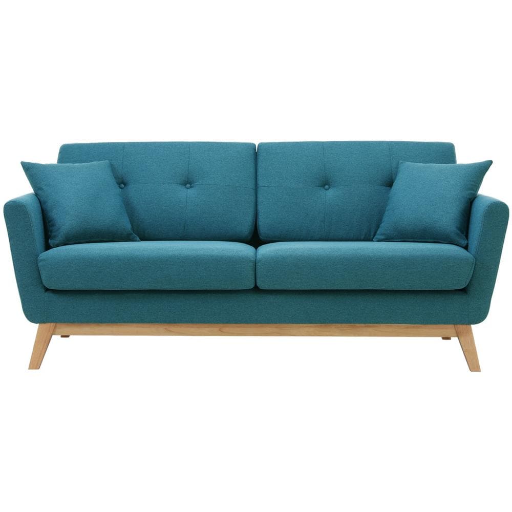 Hoga Divano Scandinavo 3 Posti E 2 Cuscini Tessuto Blu - Foto 1