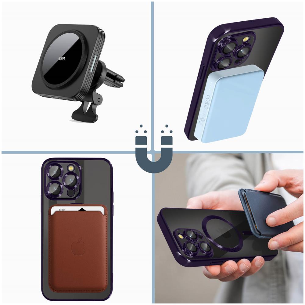 Cover Magsafe Per Iphone 14 Pro Max Silicone Protezione Fotocamera Bordo Viola - Foto 5