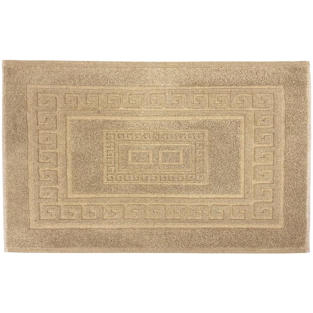 Tappeto Bagno Doccia Spugna Tinta Unita Torino Tappetino Super Assorbente In Cotone Pelo Corto Con Greca 60x120 Beige - Foto 1