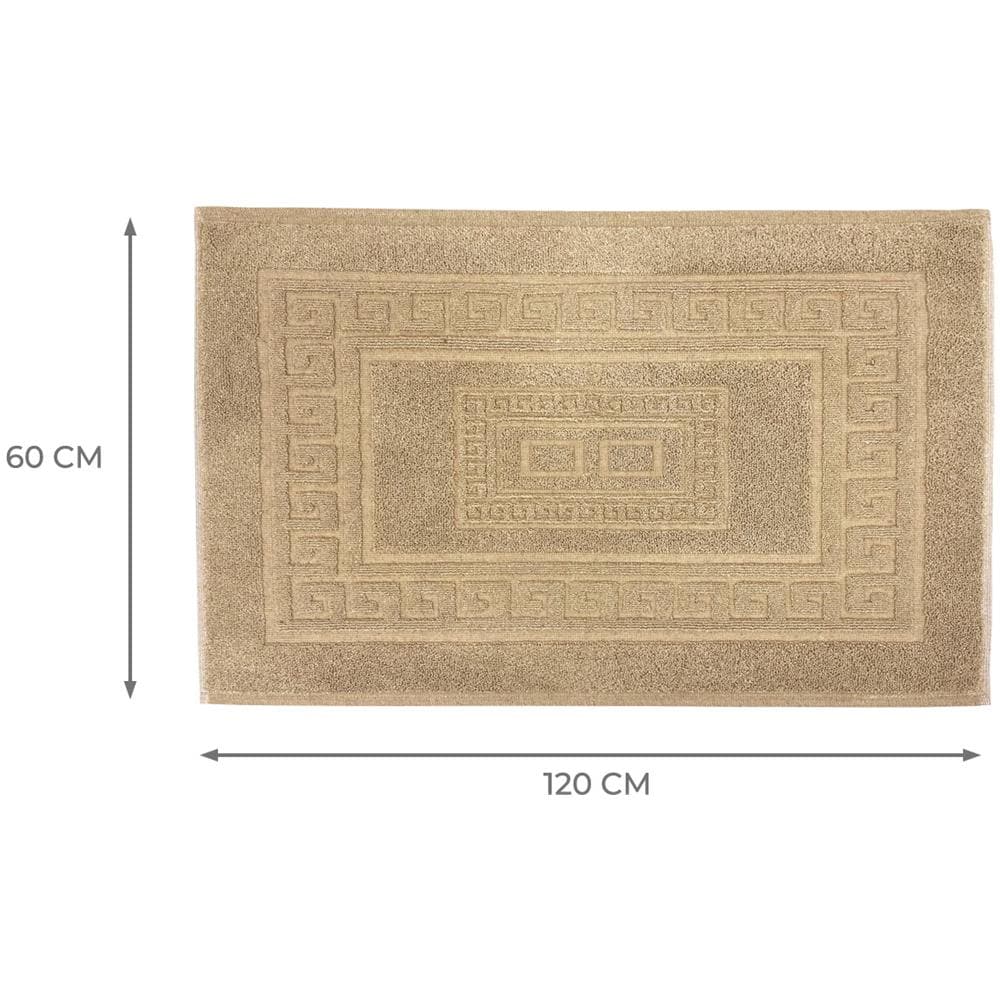 Tappeto Bagno Doccia Spugna Tinta Unita Torino Tappetino Super Assorbente In Cotone Pelo Corto Con Greca 60x120 Beige - Foto 5