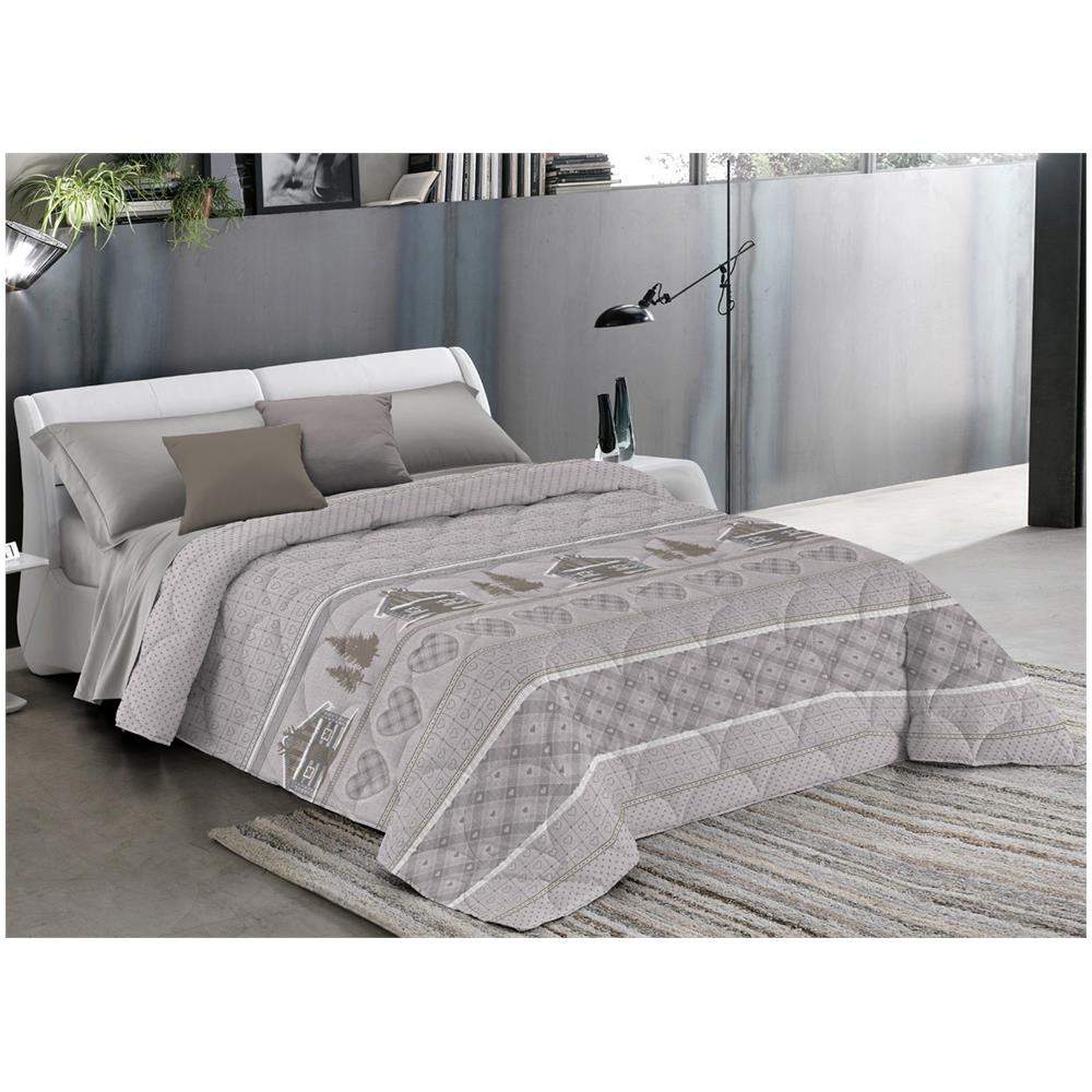 Trapunta Piumone Invernale Linea Pensieri Delicati Disegno Chalet Singolo Beige - Foto 1