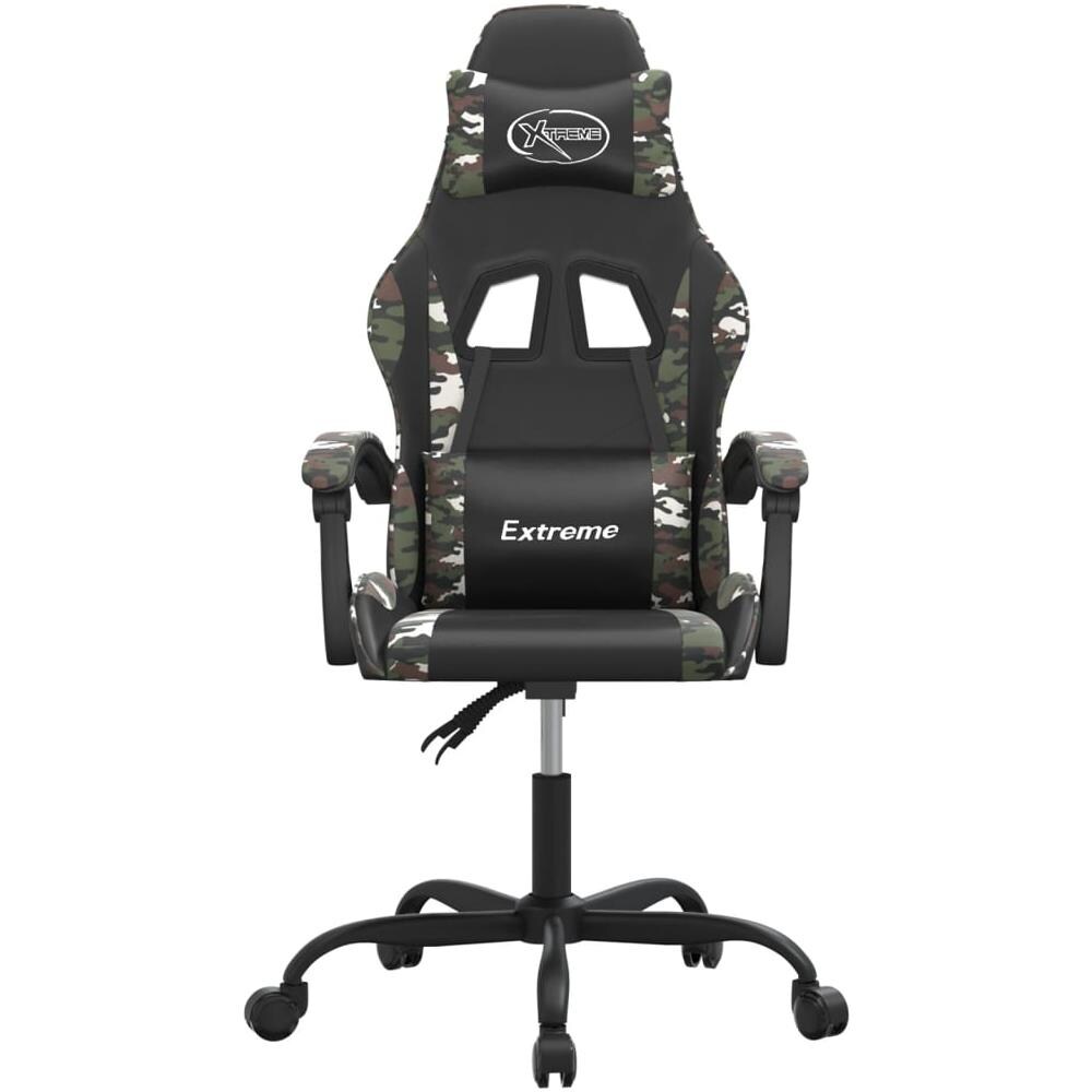 Sedia da Gaming Girevole Nero e Mimetico in Similpelle - Foto 2