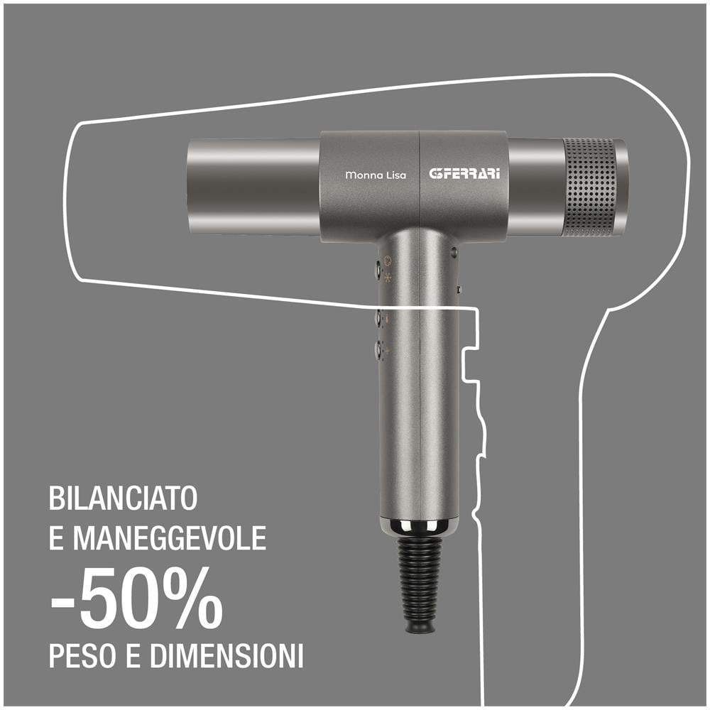 Asciugacapelli Professionale Monna Lisa G30061 Potenza 2000 W Colore Grigio - Foto 10