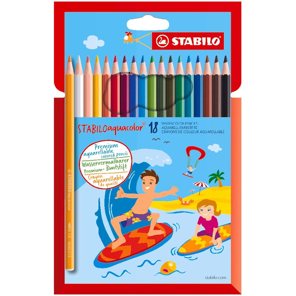 aquacolor - Matita colorata acquarellabile - Astuccio da 18 - Colori assortiti - Foto 1