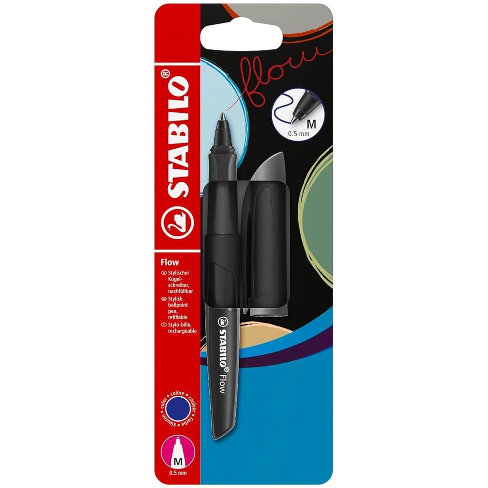 Flow - Penna a sfera in Nero - Pack da 1 - Cartuccia inclusa - Foto 1