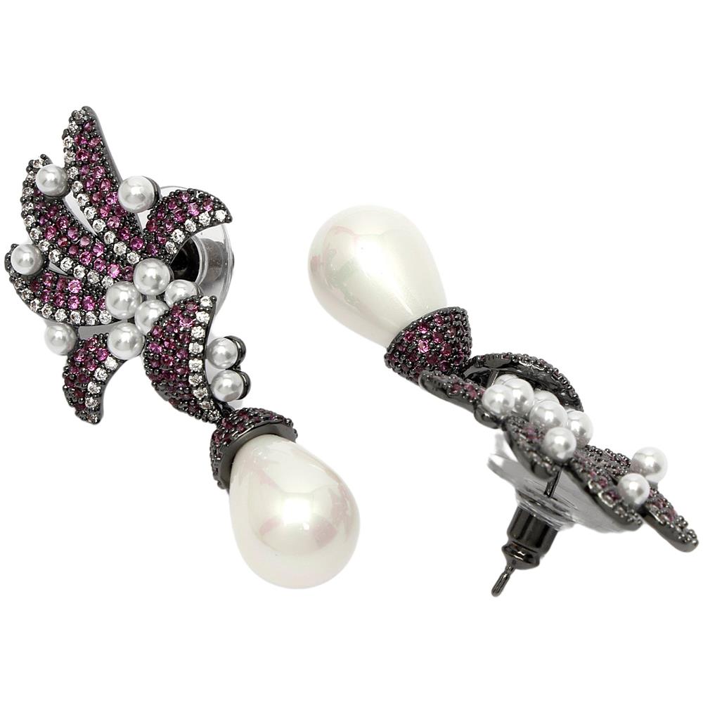 Orecchini Pendenti con Zirconi Viola Collezione Diva - Foto 2