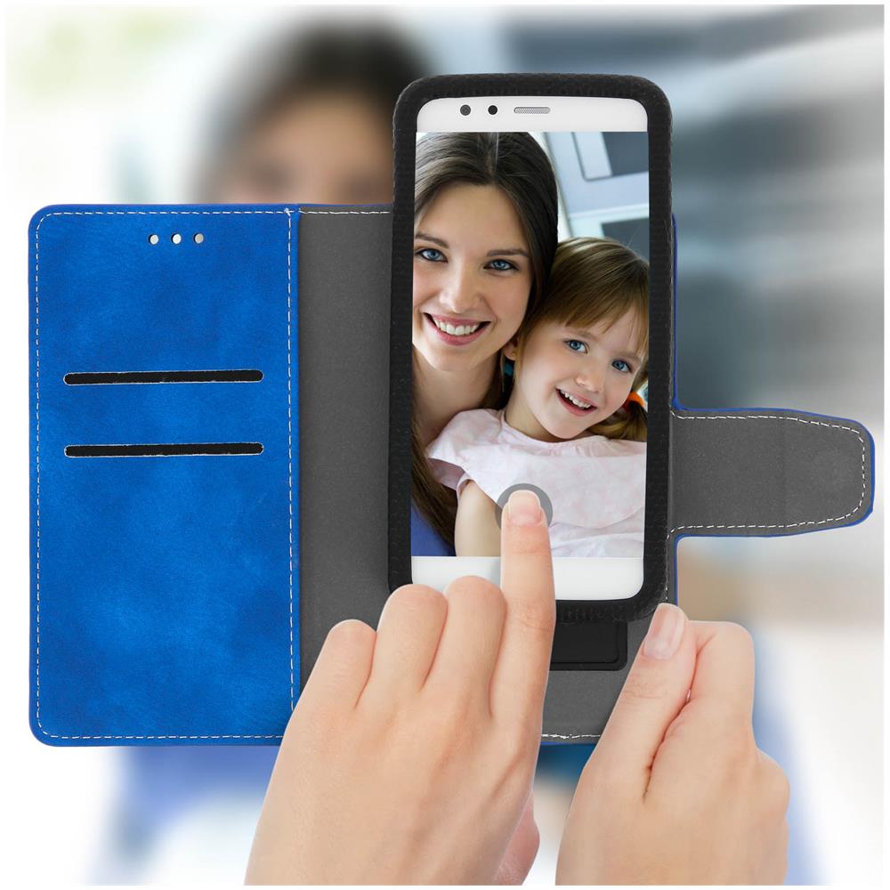 Custodia Smartphone 5.5' A 6.0' Universale Portafoglio Blu Slide Cover - Foto 2
